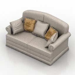 3д модель кожаного дивана Loveseat бежевого цвета