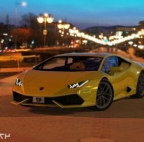 Model 3D żółtego samochodu Lamborghini Huracan