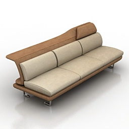 Armless 3 Seats Sofa Design 3d model
