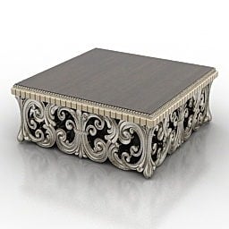 Square Table With Carved Pattern Legs 3d model