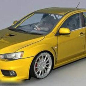 Yellow Mitsubishi Lancer Evolution Car 3d model