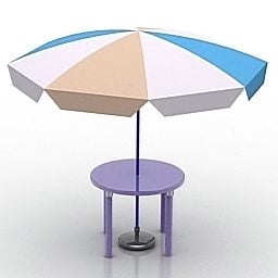 שולחן חיצוני עם מטריה דגם תלת מימד