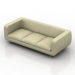 Modern 3 Seats Leather Sofa 3d model