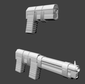 Hand Gun And Machine Gun 3d model