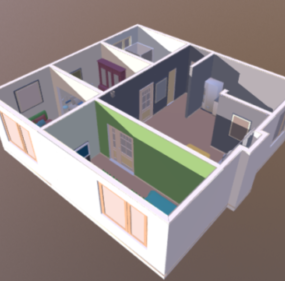 3 Bedroom House Interior 3d model