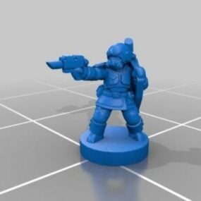 جندي الصدمة الأكادية مع نموذج بندقية 3D