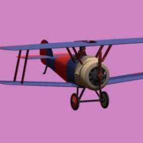 3д модель винтажного цветного самолета