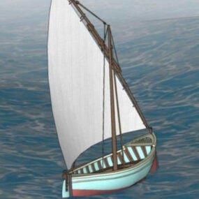 Small Wooden Sailor Almejera Boat 3d model