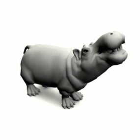 Animal Hippo With Rig 3d model