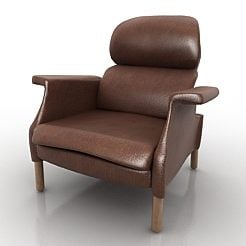 Ruskea nahkainen nojatuoli 3d-malli
