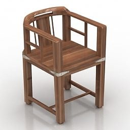 Antique Wood Material Armchair 3d model