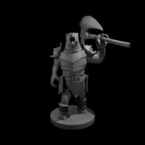 Obrněný 3D model herní postavy Werebear