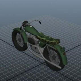 Modelo 3d de motocicleta de bicicleta vieja del ejército