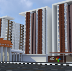 Western Style Apartment Building 3d model