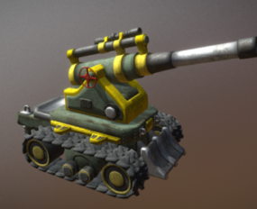 Modello 3d di arma militare di artiglieria da guerra