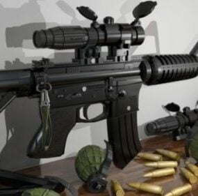 Assault Riffle Army Gun Weapon 3d model