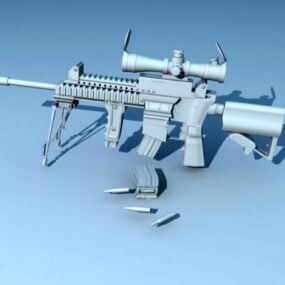 Assault Rifle Gun With Magazine 3d model