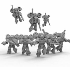 Assault Marine Squad Character Sculpture 3D-model
