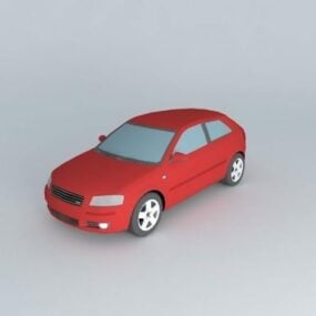 Červený 3D model auta Audi A3