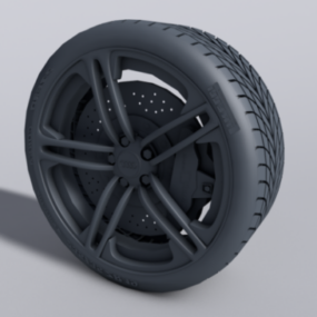 Black Rim Audi Wheel 3d model
