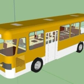 Yellow Auto Bus Vehicle 3d model