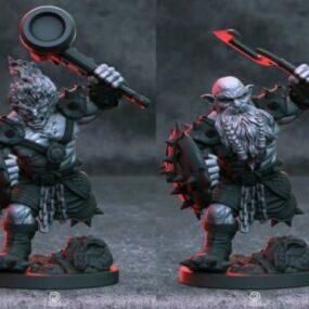 Azer With Dwarf Weapon 3D-malli