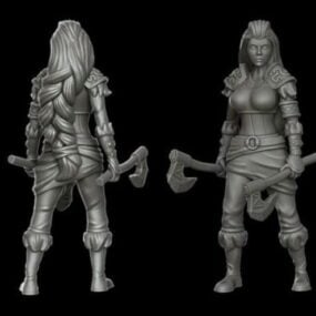 3d-модель персонажа дівчини-воїна-варвара