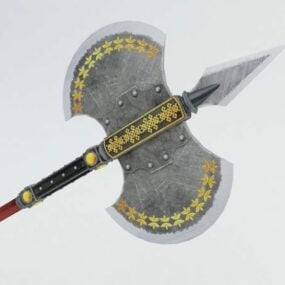 Épée d'arme médiévale avec étui en or modèle 3D