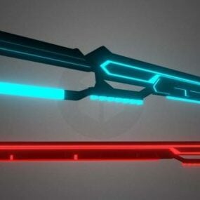 Schlage das 3D-Modell der Säbelschwertwaffe