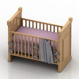 سرير اطفال خشبى موديل 3D