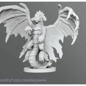 3D model sochy postavy černého draka