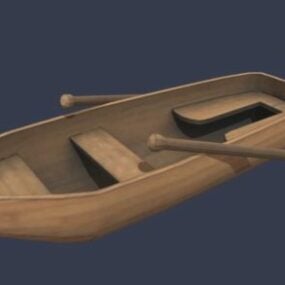 Model 3D starej drewnianej łodzi