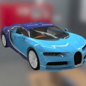3d модель супер автомобіля Bugatti Chiron синього кольору