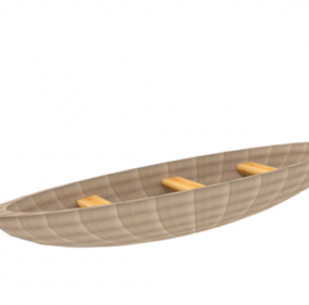 סירת מפרש מעץ עם דגל דגם תלת מימד