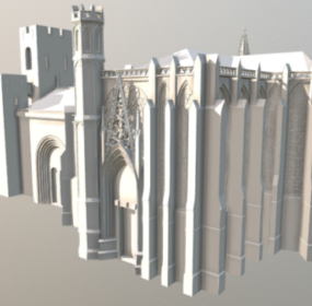 Medeltida Cathedral Game Building 3d-modell