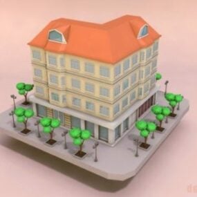 Modelo 3d del edificio de la ciudad de dibujos animados