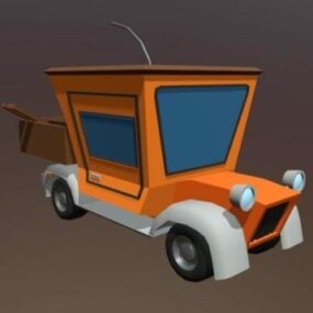 Modello 3d di camion dei cartoni animati in stile vintage
