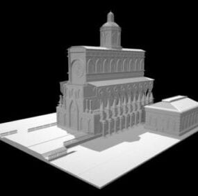 Medeltida Cathedral Game Building 3d-modell