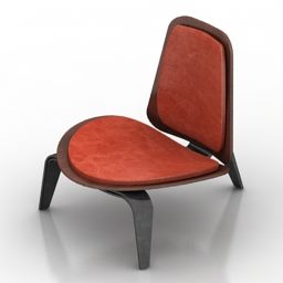 Armless Chair Dark Wood Furniture 3d model