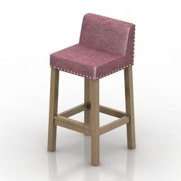 כיסא בר רגלי עץ דגם תלת מימד
