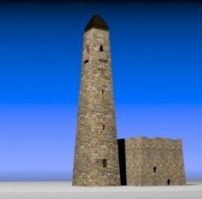 Modelo 3D do edifício da torre de batalha medieval