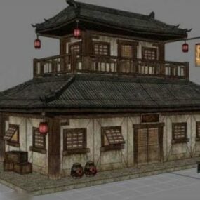 Model 3D chińskiego starożytnego domu handlowego