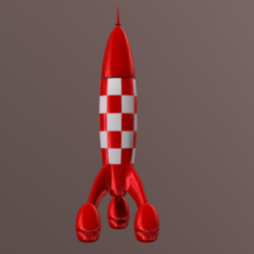 Cartoon Rocket Tin Tin דגם תלת מימד