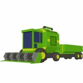 Gabungan Truk Harvester Lowpoly Model 3d