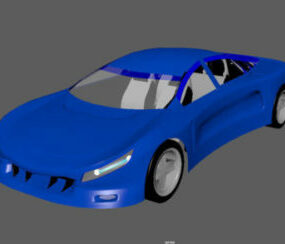 Modelo 3d del Concept Car sedán azul