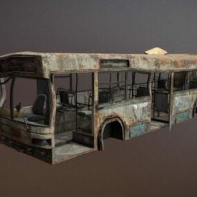 Model 3d Kendaraan Bangkai Bus yang Hancur