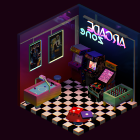Gaming Room Design Game Style 3d-modell