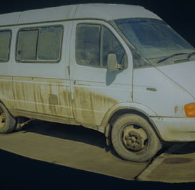 Old Dirty Minibus Car דגם תלת מימד