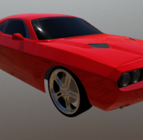 Červený 3D model sedanu Dodge Challenger