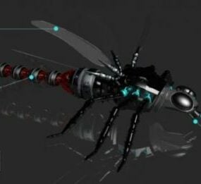 Modelo 3d de libélula robot de ciencia ficción